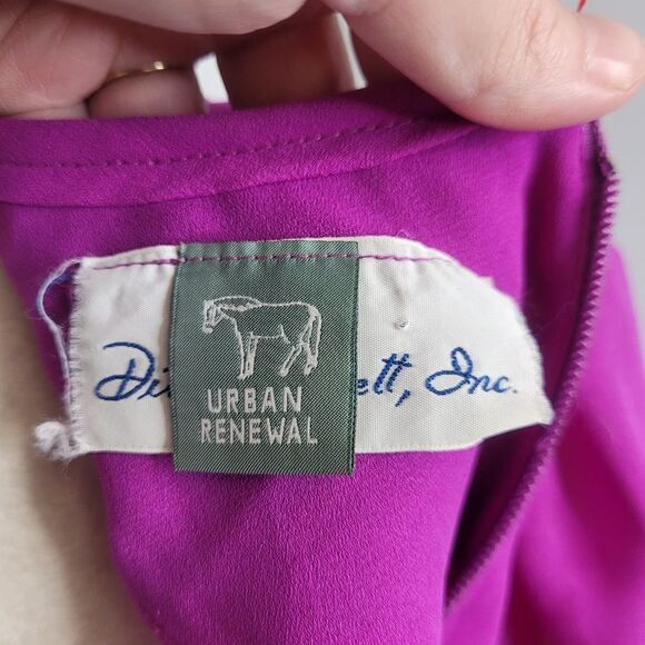 VINTAGE 70s blouse purple Urban Renewal peplum v-neck S - Picture 8 of 12